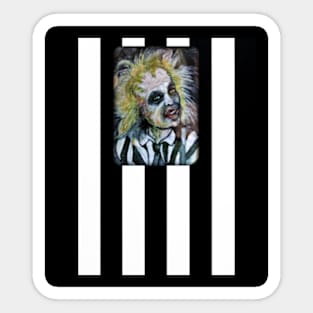 Beetlejuice Black and White Stipes Sticker